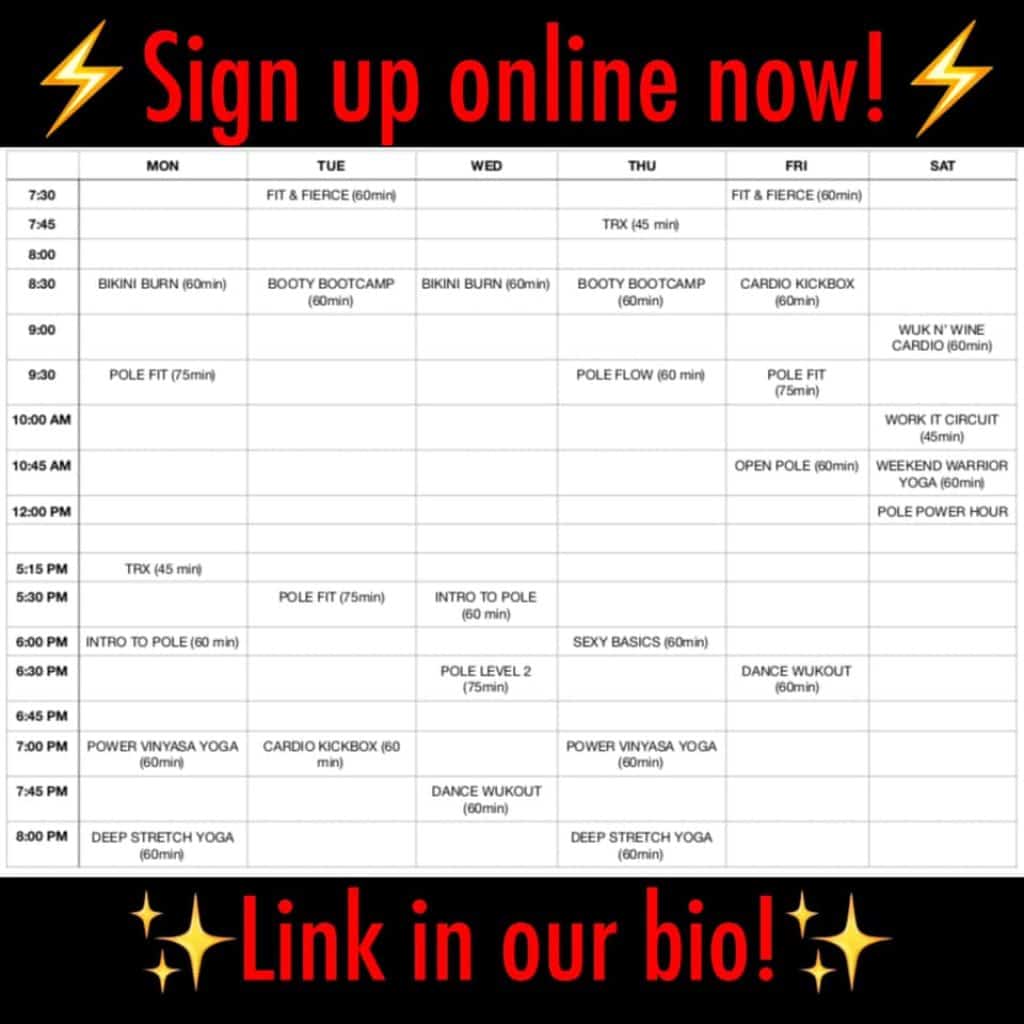 Rocke City Pole Fitness Schedule St. Thomas